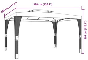antracitszürke acél dupla tetős pavilon 3,98 x 2,98 m