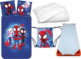 Pókember Spidey City Adventures gyerek, ovis ágyneműhuzat, derékalj, tornazsák és paplan/párna szett 100x135 cm 40x60 cm