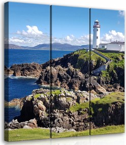 Vászonkép 90x100 Tengeri táj sziklák világítótorony óceán tenger égbolt