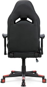 Herní křeslo, houpací mechanismus, černá látka, KA-F07 RED