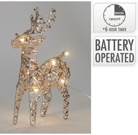 Karácsonyi világító rénszarvas Champagne, 21 x 14cm, 30 mikro LED, elemes, 14 cm