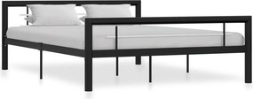 vidaXL fekete és fehér fém ágykeret 120 x 200 cm
