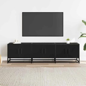 fekete szerelt fa és fém TV-szekrény 150x35x41 cm