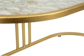 Fehér-aranyszínű dohányzóasztal üveg asztallappal 50x90 cm Antalia – Mauro Ferretti