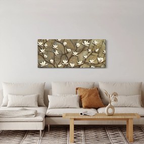 Kép - Fehér magnóliák kőfalazaton (120x50 cm)