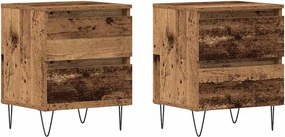 vidaXL Éjjeliszekrény fiókkal 2 pcs Régi fa 40 x 35 x 50 cm Faanyag