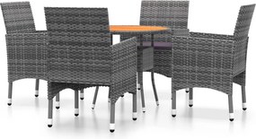 vidaXL 5 részes szürke polyrattan kerti étkezőgarnitúra