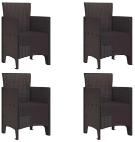vidaXL Kerti Szék párnával 4 pcs Barna 53 x 49 x 85 cm Polipropilén