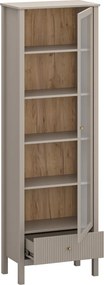 Vitrin, szürkésbarna Taupe/craft arany tölgy, KLIO 1W1S