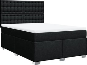 vidaXL fekete szövet rugós ágy matraccal 140 x 190 cm