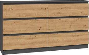 M6 140 2x3 fiókos szekrény, antracit-tölgy