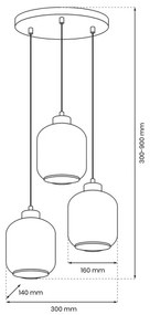 Csillár zsinóron SOMBRA 3xE27/60W/230V szürke