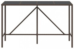 barna polyrattan üveglapos bárasztal 180 x 70 x 110 cm