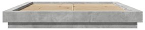 betonszürke szerelt fa ágykeret LED-del 150 x 200 cm