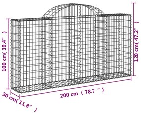 25 db íves horganyzott vas gabion kosár 200x30x100/120 cm