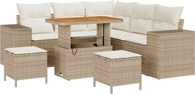 vidaXL Kerti Kanapé Szett párnával 8 pcs Bézs polirattan