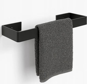 Akasztós loft törölközőtartó fekete fém 40 cm fali fürdőszoba