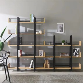 3 polcos polcállvány, tölgy/fekete, KILIS NEW TYP 1