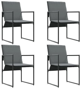 Kertiszékek Párnákkal 4 db Fekete Textilén