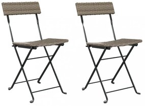 2 db szürke polyrattan összecsukható bisztrószék
