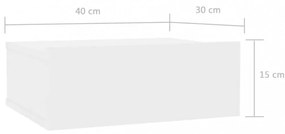 2 db magasfényű fehér szerelt fa függő éjjeliszekrény 40x30x15