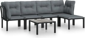 vidaXL 6 részes fekete és szürke polyrattan kerti ülőgarnitúra
