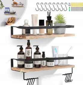 2 Db Falra Szerelhető Fa Polc – Ideális Konyhába És Fürdőszobába