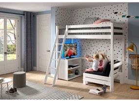 Fehér magasított borovi fenyő gyerekágy tárolóhellyel 90x200 cm PINO – Vipack