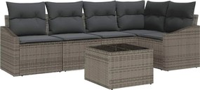 vidaXL Kanapé Szett párnával 6 pcs Szürke polirattan