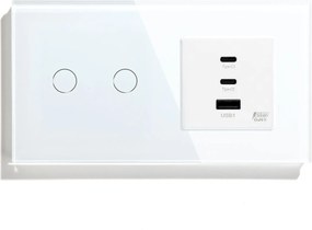 Dupla Érintőkapcsoló 2K Lépcsős Usb Aljzattal Quick Charge 65W
