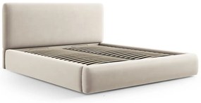 Bézs kárpitozott ágyneműtartós franciaágy ágyráccsal 140x200 cm Colonel – Cosmopolitan Design