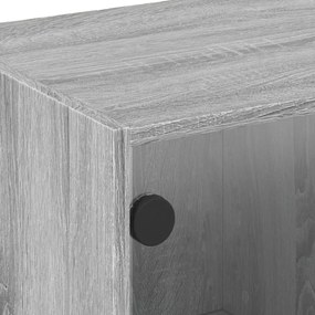 szürke sonoma színű TV-szekrény üvegajtókkal 102 x 37 x 42 cm