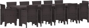 vidaXL Kert étkező szett 13 pcs Barna Poli rattan