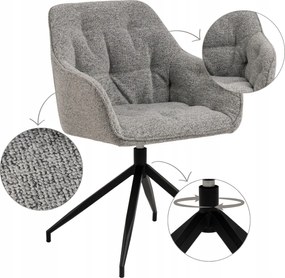 Kényelmes Forgószék Szürke Étkező Nappali Kárpitozott Háttámlával