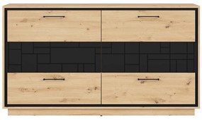Komód Pont KOM6S (artisan tölgy + matt fekete). Akció -18%. 1063043