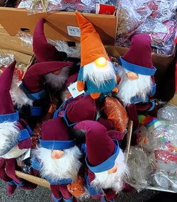Karácsonyi Dekoráció, Bársony Gnome elf LED-ekkel, Sárga, Világító Orral H-26cm