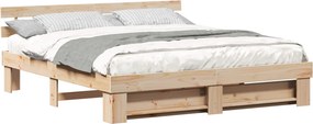 vidaXL Ágykeret fejtámlával Barna 200 x 200 cm Tömör fenyőfa