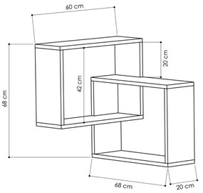 Sarki fali polc RING 68x68 cm fehér