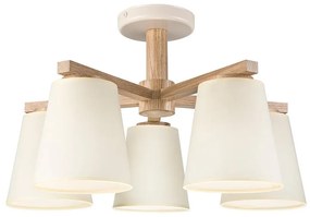 Felületre szerelhető csillár ELLIE 5xE27/15W/230V krémes/tölgy