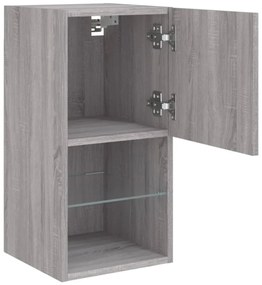 2 db szürke sonoma TV-szekrény LED lámpákkal 30,5x30x60 cm