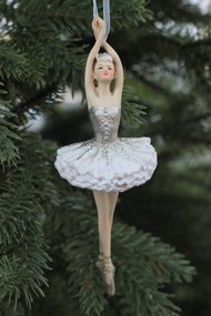 Krém szinű felakasztható balett táncosnő dísz 14cm