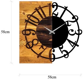 Fali óra 58x58 cm, 1xAA, fa/fém kivitel