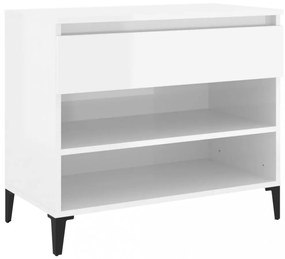 magasfényű fehér szerelt fa cipőszekrény 70 x 36 x 60 cm