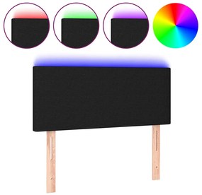 fekete szövet LED-es fejtámla 90x5x78/88 cm