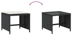 4 db fekete polyrattan kerti szék párnával 41 x 41 x 36 cm