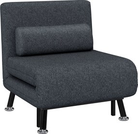 HOMCOM Egyszemélyes 3 az 1-ben Alvó Fotel 5-állású Dönthető Hátfallal, Párnázott Kárpittal és Matraccal, Összecsukható Egyszemélyes Kanapéágy Nappalib