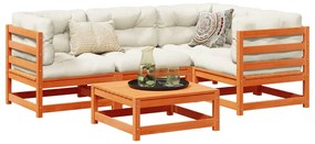 vidaXL 5 részes viaszbarna tömör fenyőfa kerti ülőgarnitúra párnákkal
