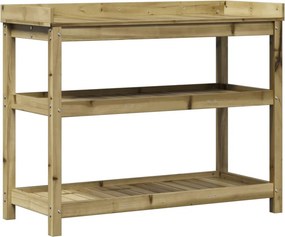 vidaXL impregnált fenyőfa ültetőasztal polcokkal 108 x 45 x 86,5 cm