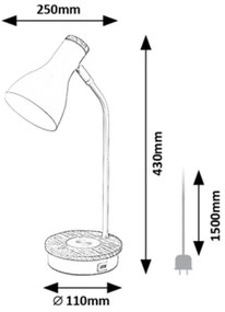 Rabalux 74001 - Állítható fényű MOSLEY érintős asztali lámpa 1xE14/25W/230V