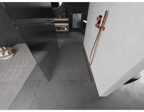Mexen Kioto, Walk-In zuhany paraván 140 x 200 cm, 8 mm-es üveg bordás mintával, réz matt profil, 800-140-002-65-09